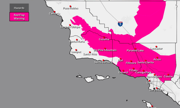 Red Flag Warning Issued for Santa Barbara County Interior Mountains